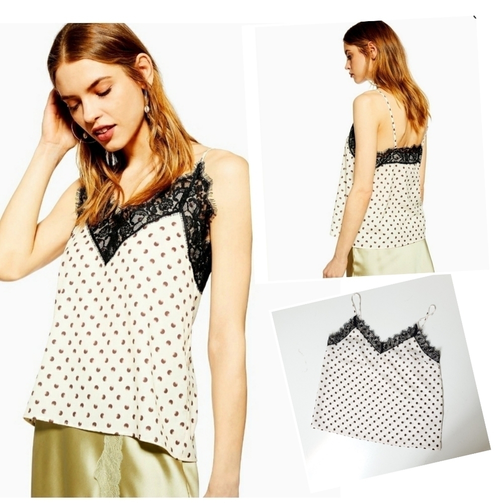 Topshop spot lace cami size 8 NWT